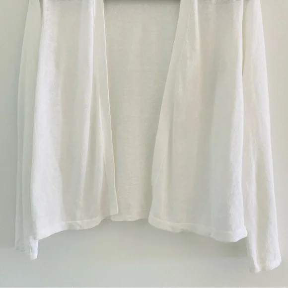 J.Jill Linen Blend Open Front Cardigan White Sz Small Petite - Picture 3 of 14